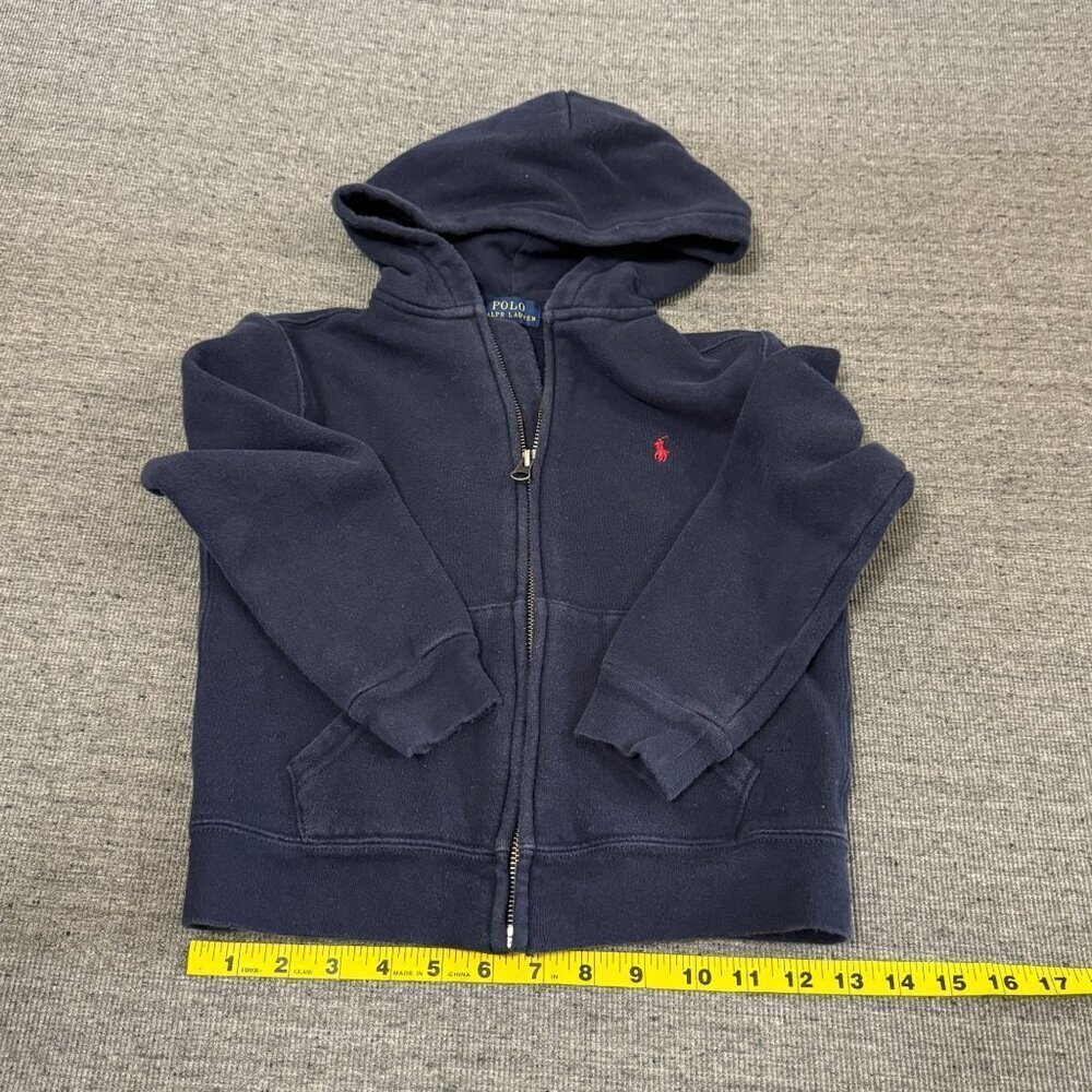 Polo Ralph Lauren Unisex Kids Navy Blue Full Zip Hooded Sweatshirt Size 6 120/60 - Picture 6 of 15
